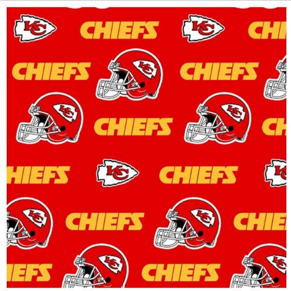 KANSAS CITY CHIEFS - Kansas City Football - NfL - Licensed Product - Cotton broadcloth yardage fabric - National Football League - 58" wide