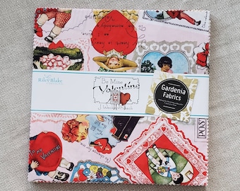 BE MINE VALENTINE 10" Layer Cake - Valentines Day - J Wecker Frisch - 100% cotton quilting fabric - Riley Blake Designs - Nellie Brown