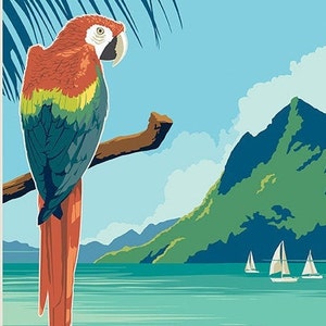 HAWAII - DESTINATIONS - Hawaii - Poster Fabric Panel - 35" x 42" - cotton quilting fabric - Riley Blake Designs