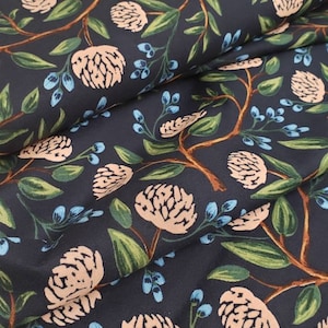 Wildwood Peonies Navy; Rifle Paper Co - Cotton quilting fabric