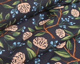 Wildwood Peonies Navy; Rifle Paper Co - Cotton quilting fabric