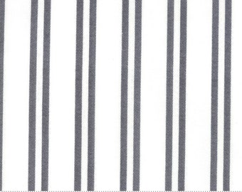 Little Tree by Lella Boutique - Farmhouse Stripe in Snow Chalkboard Black - Holiday fabric Moda Fabrics cotton fabric