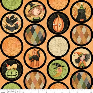 HALLOWEEN WHIMSY Whimsy Circles Orange Teresa Kogut - Halloween Fabric - 100% cotton quilting fabric yardage -Riley Blake Designs