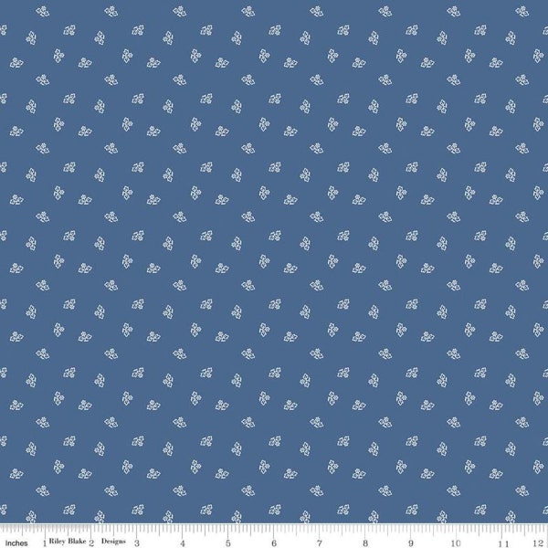 PRIM Blossom Denim Blue Lori Holt 100% cotton quilting yardage fabric Riley Blake Designs