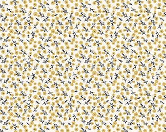 GINGHAM FOUNDRY - Blossoms - Cream - My Minds Eye - 100% cotton quilting fabric yardage - Riley Blake Designs