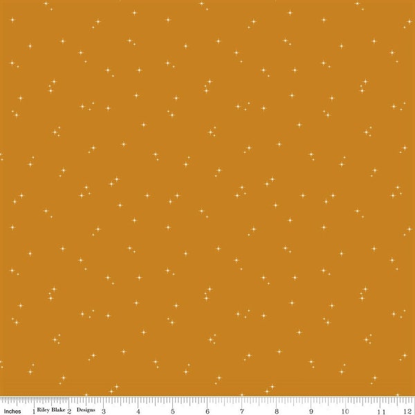 MOD MEOW - Stars - Butterscotch - Amanda Niederhauser - 100% cotton quilting fabric yardage - Riley Blake Designs