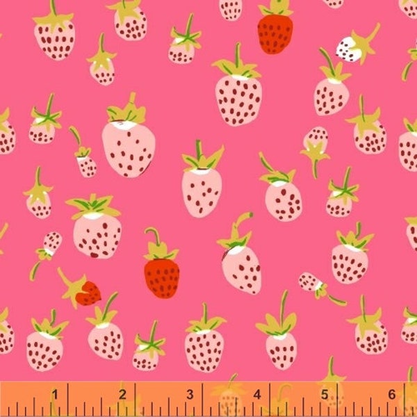 BRIAR ROSE - Heather Ross - Pink Strawberries - 100% cotton quilting fabric Windham Fabrics