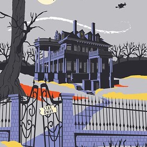HAUNTED HOUSE - Gray Haunted House PANEL - Carta Bella - Riley Blake Designs - Halloween - 100% cotton quilting fabric
