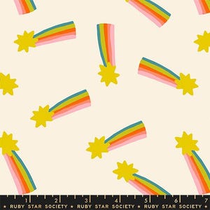 MYSTIC FABLE Shooting Star Rainbow Natural Alexia Abegg Ruby Star Society - 100% Cotton quilting fabric yardage - Moda Fabric
