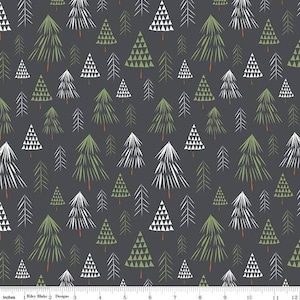 In The Forest - Charcoal Gray Forest Trees Riley Blake Designers; cotton quilting fabric, Riley Blake Designs C8951