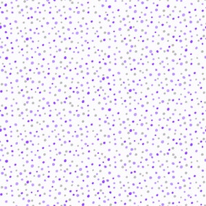 May include: A seamless pattern with a white background and small, randomly scattered dots in shades of purple and gray.