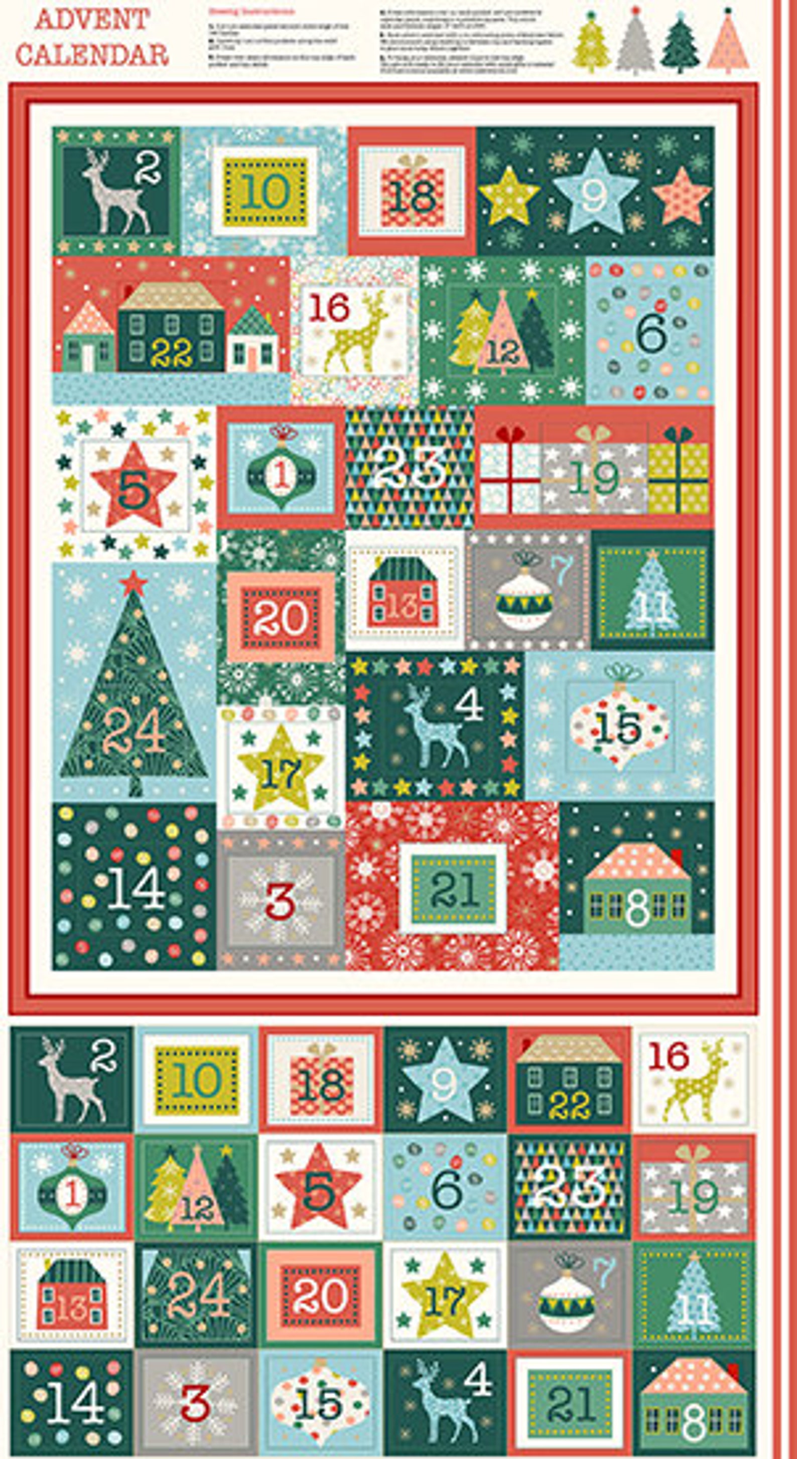 MERRY Christmas Advent Calendar Panel Multi Makower UK Etsy