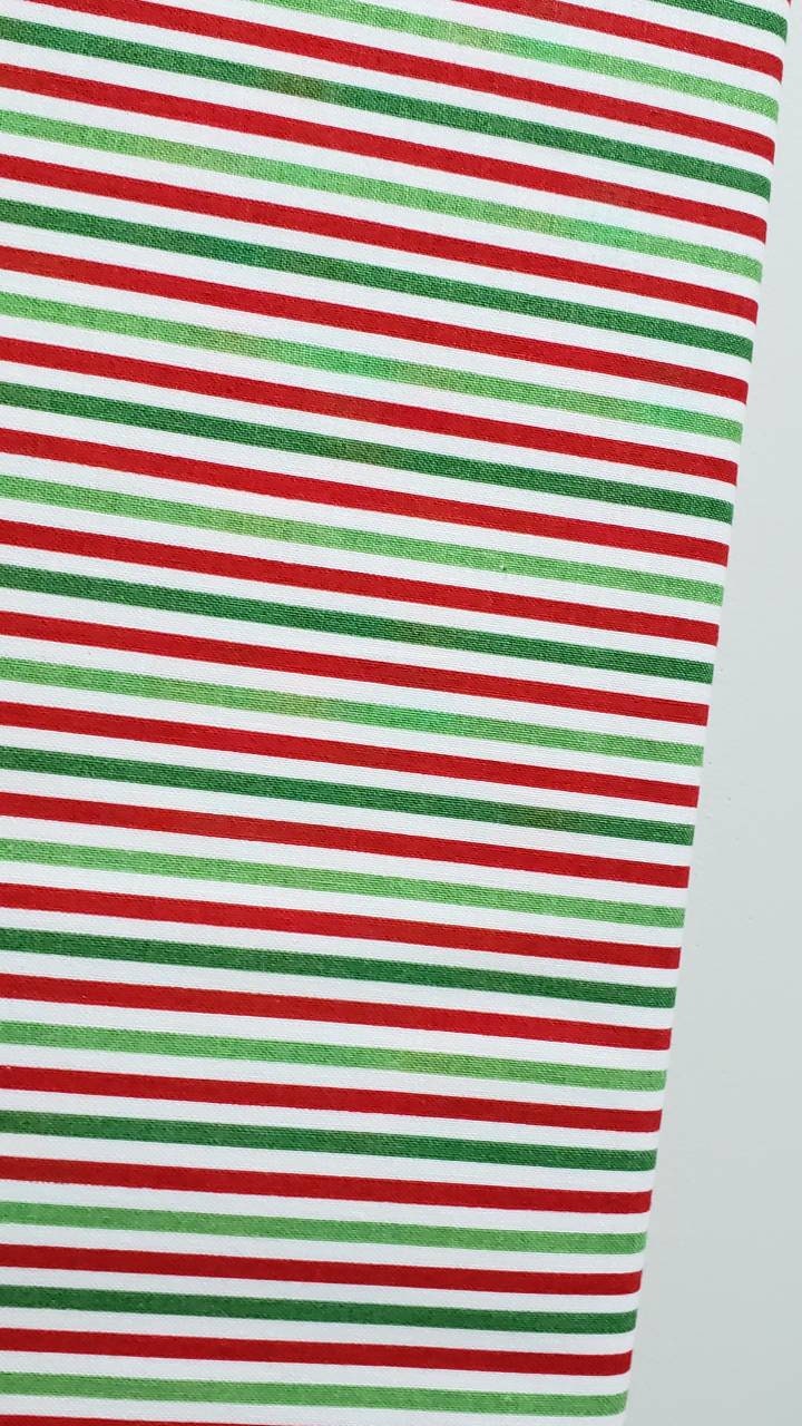 Cotton Quilt Fabric Christmas Stripe Holiday Floral Red Green