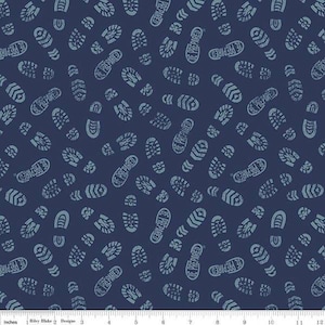 MODERN SCOUT Shoe Prints Navy Blue Always Prepared Boy Scouts - Riley Blake Designs - 100% cotton quilting fabric - Licensed Fabric