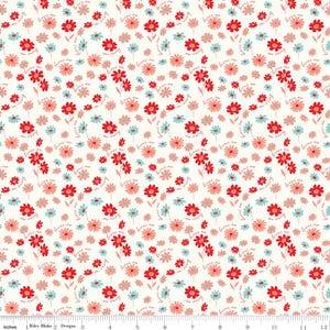 You and Me Loves Me Cream Floral Valentines day - Sandy Gervais - cotton quilting fabric - Riley Blake Designs
