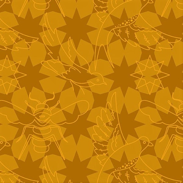 SUN PRINT LUMINANCE - Flourish - Amber - Alison Glass - 100% cotton quilting fabric yardage - Andover Fabrics