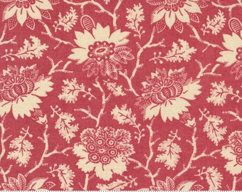 LA VIE BOHEME - Carmen Floral Reproduction Damask Jacobean Antique - French Red - French General - 100% cotton Quilting Fabric - Moda