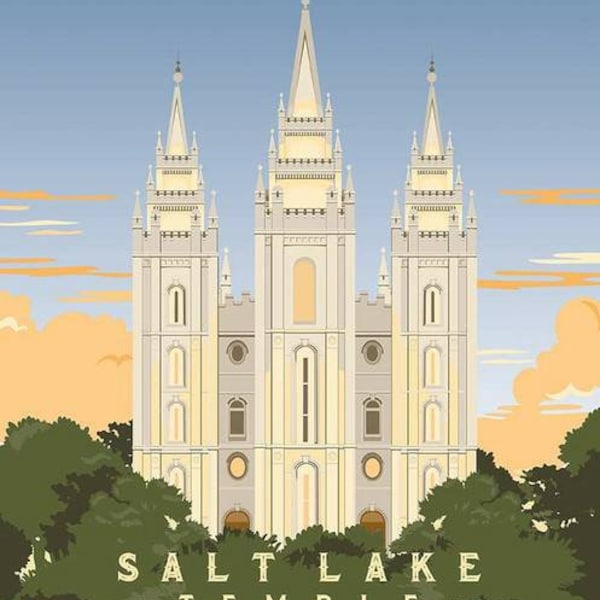 TEMPLE - Temples - Salt Lake City Temple Panel - Amanda Herring - new cotton quilting fabric PANEL for Riley Blake Designs