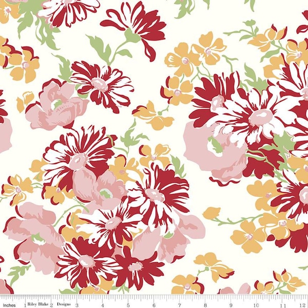 COOK BOOK - 108" Floral - Daisy - Wideback - Lori Holt - 108" - 100% cotton quilting fabric - Riley Blake Designs