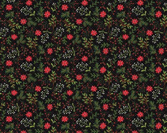 SNOWED IN - Berries - Black - Christmas - Holiday - Heather Peterson - 100% cotton quilting fabric yardage - Riley Blake Designs