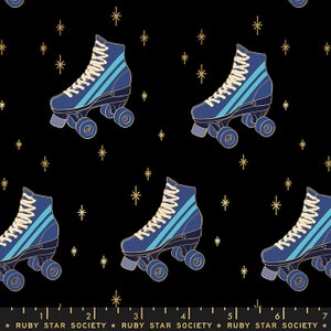 DARLINGS 2 - Rollerskates - Metallic Black - Ruby Star Society - Cotton quilting fabric yardage - Moda Fabrics