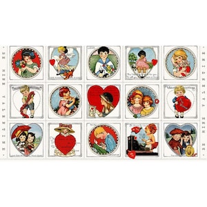 May include: A vintage Valentine's Day sheet of stickers featuring children holding hearts, flowers, and other Valentine's Day themed items. The stickers are in a variety of colors and feature a variety of designs. The sheet is perfect for adding a touch of vintage charm to your Valentine's Day cards, gifts, and decorations.