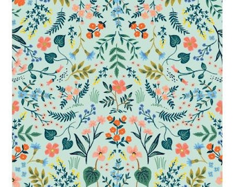 Wildwood MINT METALLIC floral Rifle Paper Co - #Rp105-MI1M - 100% cotton quilting fabric yardage