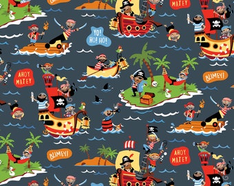 PIRATES LIFE Pirates Main Charcoal Gray Shawn Wallace - Riley Blake Designs - 100% cotton quilting fabric