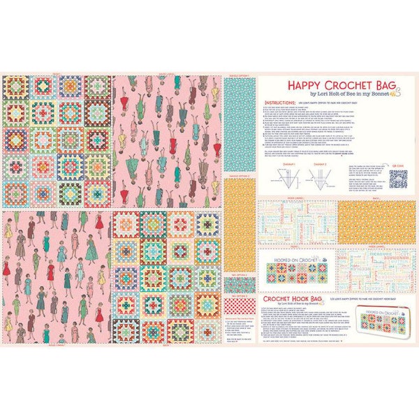 HAPPY CROCHET Home Decor Bags Panel Lori Holt - Home Decor Fabric - Riley Blake Designs