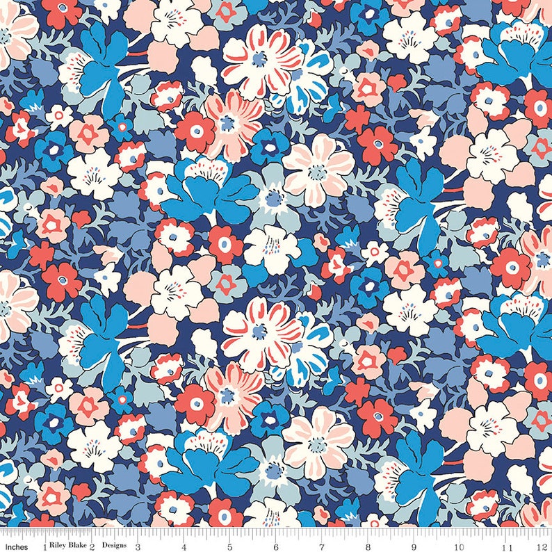 CARNABY COLLECTION Retro Indigo 15 Fat Quarter bundle Liberty of London 100% Cotton quilting fabric bundle image 8