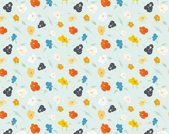 The LITTLEST FAMILY's BIG Day - Flowers - Aqua - Emily Winfield Martin - Riley Blake Designs - 100% cotton quilting fabric yardage