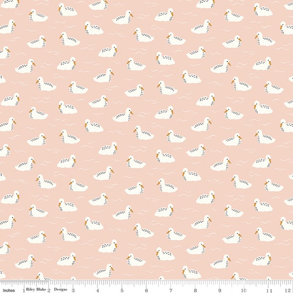 LITTLE SWAN - Baby Swans - Blush Pink - Sandra Nygård-Parthoens - Little Forest Atelier - 100% cotton quilting fabric yardage - Riley Blake