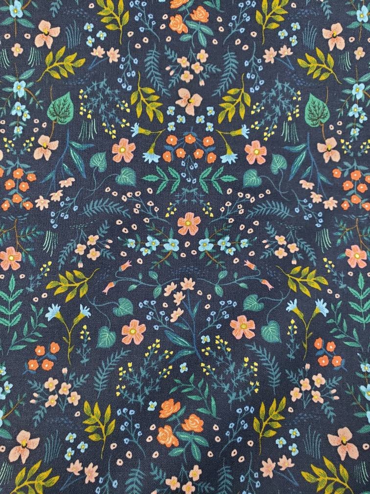 Wildwood Navy Wildwood Navy Metallic Rifle Paper Co Cotton Etsy