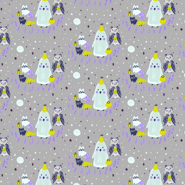 BRING Your OWN BOOS - Ghouls Night - Black Magic White Pigment Gray - Cotton and Steel - 100% cotton quilting fabric yardage