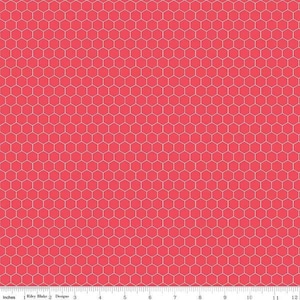 COMPANION PRINTS - Cayenne Red Farm Girl Honeycomb - Lori Holt - Farm Girl Vintage - cotton quilting fabric, Riley Blake; #C8742