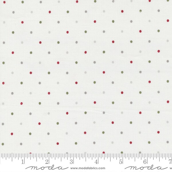 CHRISTMAS EVE Merry Dots Snow White Multi - Lella Boutique - Christmas Fabric - cotton quilting fabric - Moda