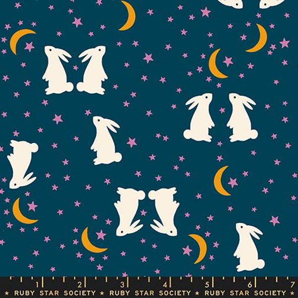 MYSTIC FABLE Bunnies Galaxy Alexia Abegg Ruby Star Society - 100% Cotton quilting fabric yardage - Moda Fabric