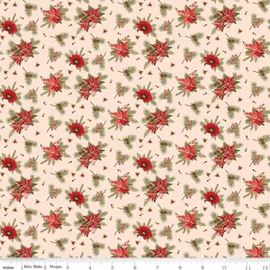 GLISTEN Floral Blush Christmas Sandy Gervais 100% cotton quilting fabric; Riley Blake Designs
