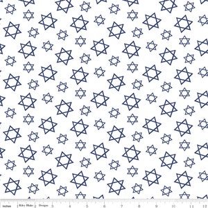 FESTIVAL OF LIGHTS - White Festival Star of David - Hanukkah - Tara Reed - 100% cotton quilting fabric yardage - Riley Blake Designs