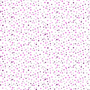 May include: A white background with a scattered pattern of small pink and gray dots.