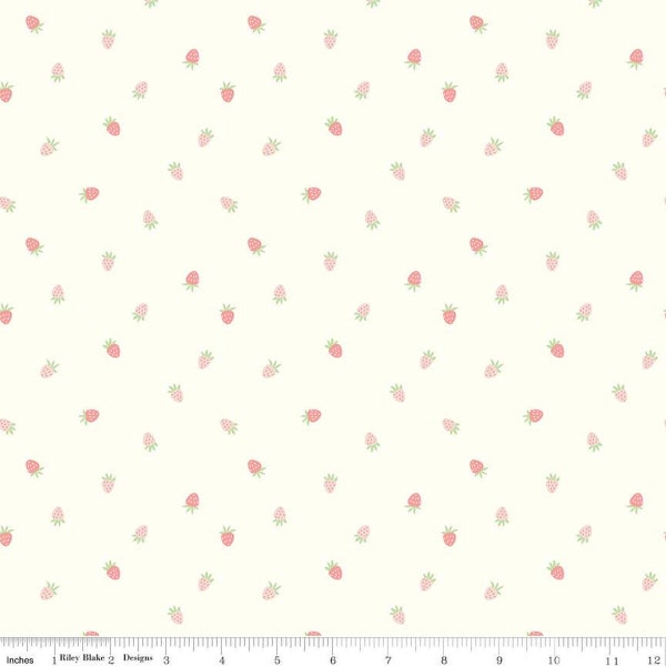 HUSH HUSH 2 Berry Sweet Stawberries Citrus and Mint Designs - Low Volume - 100% cotton quilting fabric yardage - Riley Blake Designs