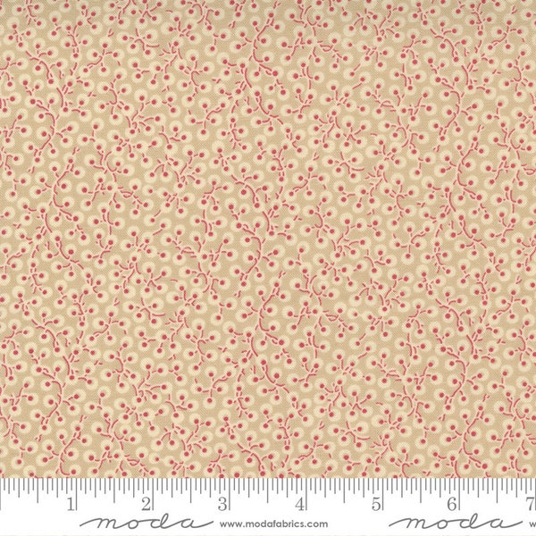 LA VIE BOHEME - Colline Blender Reproduction Dot Vine - Oyster French Red - French General - 100% cotton Quilting Fabric - Moda Fabrics