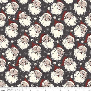 CHRISTMAS at BUTTERMILK ACRES - Santa Claus - Charcoal Gray - Stacy West - Christmas - 100% cotton quilting fabric - Riley Blake Designs