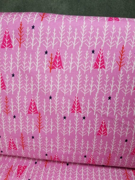 Cotton And Steel Garland Christmas Tree Day In Pink New 100 Etsy