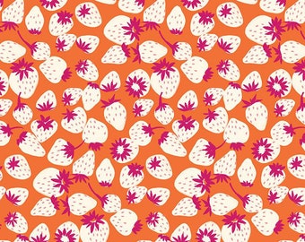 EDEN - Strawberries - Orange - Gabrielle Neil - 100% cotton quilting fabric yardage - Riley Blake Designs