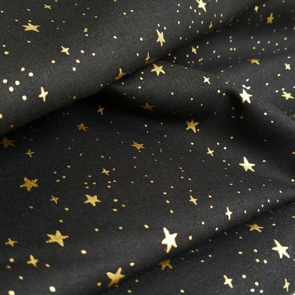 PRIMAVERA Stars Black Gold Metallic - Rifle Paper Co - cotton yardage - Rp310-bk2m