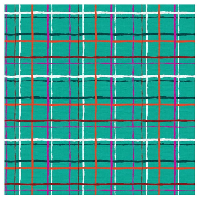 Plaid Teal Green Christmas PaintBrush Studios HANDMADE HOLIDAY 100/% cotton quilting fabric yardage Ampersand Design Studio