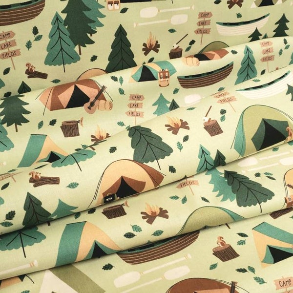 CAMPING CREW Campgound in Moss Green by RJR Fabrics - new 100% cotton quilting fabric - RJ1600-mo2