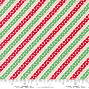 KITTY CHRISTMAS Christmas Stripes Snow White Multi Urban Chiks Christmas Fabric 100% Cotton Quilting Fabric Yardage - Moda Fabrics