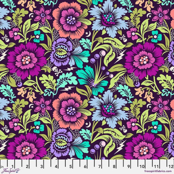 NIGHTSHADE - Deja Vu - Spider Blossom - Equinox - Tula Pink - 100% cotton quilting fabric yardage - Free Spirit fabrics